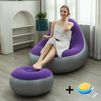 Fauteuil de relaxation gonflable épaissi pour adultes, canapé paresseux pliable et portable avec repose-pieds, pour salon et chambre