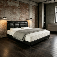 Neu eingetroffen: Modernes, weiches, verstellbares Doppelbettgestell aus Metall und Kiefernholz, King/Queen-Size, langlebig, umweltfreundlich, aus echtem Leder.