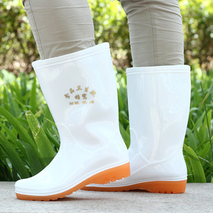 Botas de Lluvia Blancas para Mujer, de Grado Alimenticio, Resistentes al Aceite y Ácidos, Antideslizantes, para Trabajo - Product Image 3