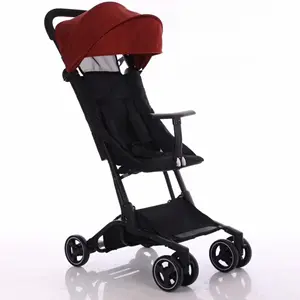 Poussette pliée multifonctionnelle 3 en 1 Poussette de luxe rouge noir Légère Poussette de sécurité à une main pour bébé