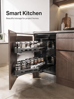 Armoires de cuisine en bois sans cadre sur mesure avec organisateurs coulissants intelligents DTC pour maisons résidentielles modernes