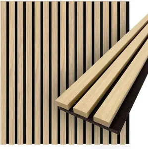 Panel akustik akupanel veneer kayu alami 3D, panel langit-langit/panel dinding kedap suara kayu ek kenari