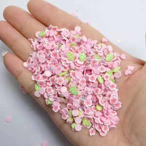 Rodajas de <span class=keywords><strong>Arcilla</strong></span> Polimérica Suave Rosa, Flores de Primavera para Slime, Rellenos para Manualidades DIY, Suministros de Relleno Kawaii en Tonos Pastel - Product Image 2