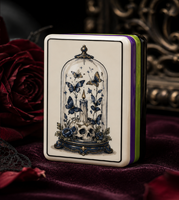 Juego de Mahjong Americano JOYF Blue Porcelain Nocturne, 160 Fichas Acrílicas Grabadas y Rellenas de Color, Estilo Gótico, Regalo de Lujo para Halloween