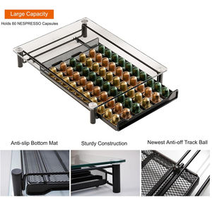 Vente en gros <span class=keywords><strong>Nespresso</strong></span> 40 pièces support de stockage de <span class=keywords><strong>capsules</strong></span> de café tiroir de support de dosettes de café avec comptoir en verre - Product Image 4