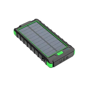 QSF OEM / ODM impermeabile carica solare mobile power bank custodia 10000mah doppia torcia a LED Dual Usb 10000mah Power bank