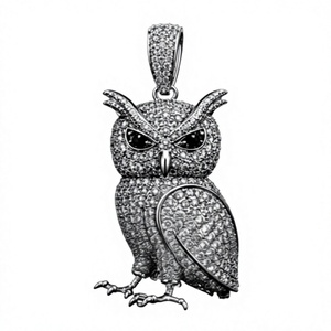 Colgante de Perla de Agua Dulce con Corte Ovalado de Moissanita, Diseño de Búho, Tono Plateado, Estilo Hiphop, Joyería Unisex con Temática Animal, Regalo Clásico para Aniversario de Bodas - Product Image 1