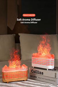 Difusor de Aroma de Sal del Himalaya OEM, Máquina de Fragancia con Aceite Esencial, Difusor de Aroma con Efecto de Llama de Fogata, Humidificador Ultrasónico de Vapor Frío - Product Image 5
