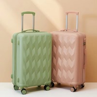 Set Tas Perjalanan 20 24 28 Inch dengan Kunci Custom, Koper Hitam Baru Kapasitas Besar Anti Gores, Trolley Beroda
