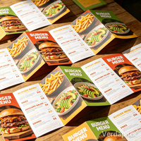 Menu de restaurant personnalisé en papier tri-plié en couleur, impression offset, logo personnalisé pour la restauration rapide, les restaurants de hamburgers, les cafés, les bistrots
