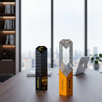 Trophée personnalisé en métal et cristal - Récompense Champion des ventes - Logo gravé - Pour événements d'entreprise