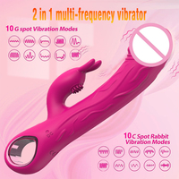 Wiederaufladbarer USB 10-Gang Klitoris- & G-Punkt-Stimulator Stoßender Wasserdichter Rosa Doppelmotor Rabbit-Vibrator für Frauen