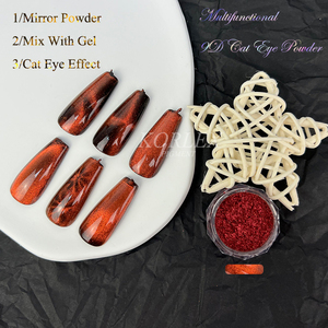Sáng tắc kè hoa 9D sắc tố từ tính hiệu ứng gương pha lê mèo mắt móng tay Chrome bột - Product Image 1