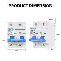 DZ47 NC 400V 2P 80A 100A 125A 10KA Tipo C Mini Disyuntor Ac MCB Protector de circuito de sobrecarga corta Montaje en riel Din de 35mm