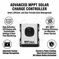Controlador de Carga Solar Inteligente MPPT de 40A 48V con Pantalla LCD, Doble USB y Sensor de Temperatura para Sistemas Fuera de la Red, RV y Barcos