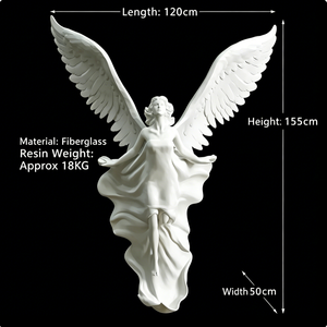 Scultura da Parete in Vetroresina a Forma di <span class=keywords><strong>Ali</strong></span> <span class=keywords><strong>d</strong></span>'<span class=keywords><strong>Angelo</strong></span> su Larga Scala Personalizzata per Hall di Hotel e Progetti di Ville, Statua Decorativa Moderna in FRP da Appendere - Product Image 5