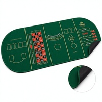 Tapis de jeu de casino personnalisé 5 en 1, poker, roulette, blackjack, trois cartes, craps, vert ovale