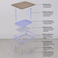 Table d'appoint mobile pour canapé, chariot roulant en métal violet clair avec plateau en maille, table d'appoint polyvalente pour projets domestiques, commande en gros