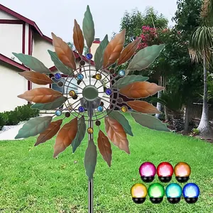 Oniya Moinhos de Vento para Quintal e Jardim Decor Metal Escultura Vento Solar Powered Wind Spinner Solar
