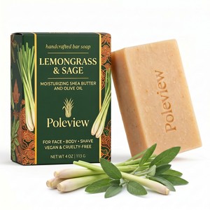 Jabón Facial y Corporal Artesanal de Hierba Limón y Salvia con Aceites Esenciales, Marca Privada Personalizada - Product Image 1