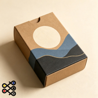 Boîte de cartes Oracle imprimées sur papier kraft, style bohème minimaliste, avec cartes de paysages abstraits pour la méditation et la thérapie