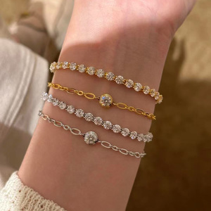 Bracelet en argent sterling 925 scintillant, classique, motif tulipe, en stock, prix de gros, bijoux pour femmes, cadeau. - Product Image 1