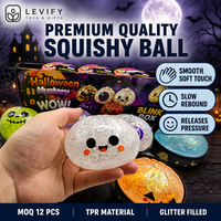 Boîte mystère de balles squishy Halloween en TPR anti-stress à presser, remplies de paillettes, pour apaiser et calmer les mains au quotidien