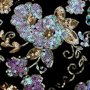 Hochwertiger Samtstoff mit Pailletten-Stickerei und aufwendigem Blumenmuster für Hochzeitszwecke - Product Image 5