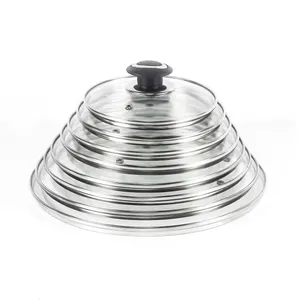 Wholesale Kitchenware Cooking G Type Stainless Steel Ring Tempered Glass Pot Lid Cover