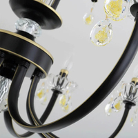 XZ America Style Hotel Villa Sala de estar Candelabro de latón Colgantes Lámpara de iluminación de cristal Luces colgantes de techo
