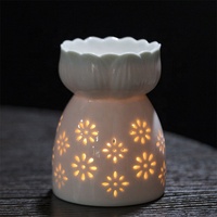 Ensemble de cadeau de brûleur d'huile essentielle, diffuseur d'arôme évidé en céramique avec bougeoir à thé
