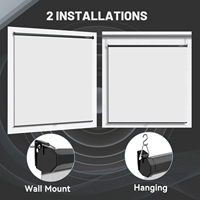RAUBAY Layar Putih Retractable Pull Screen Backdrop - Tahan Kerut Anti-Silau Poliester 78.7" X 86.6" Latar Belakang Lipat untuk