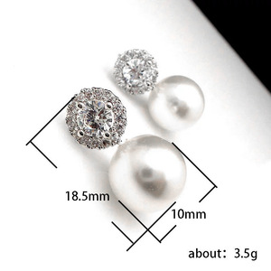 Delicati orecchini con perle simulate in zirconi per donna, gioielli alla moda dolci ed eleganti - Product Image 5