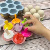 Moule de sorbetière en silicone à 7 cavités plateau de boule de glace en forme de rouleau coloré outil de barre de bonbons au chocolat avec emballage de boîte