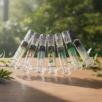 Seringue en verre borosilicate de 1 ml personnalisée avec impression sérigraphique, bouchon à vis Luer Lock et logo, pour distillat, huile et cire