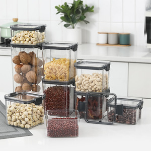 Different Capacity Sealed Jars Cereals Snacks Dry Goods Tea Storage Jars PET Kitchen Storage Box Transparent Food Container