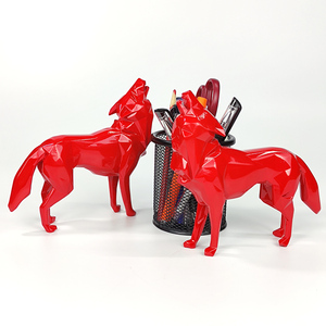 Geometría diseño moderno tamaño pequeño Lobo estatua escultura - Product Image 1