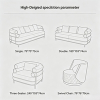Sofa-Set im Modernen Bohemian-Stil mit Gebogener Armlehne, Goldenen Metallbeinen und Mischfarbiger Bedruckter Stoffpolsterung für den Innenbereich in Villa und Park