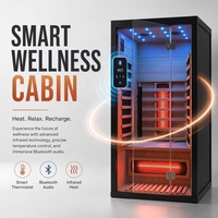 Sauna infrarouge extérieur électrique à spectre complet en cèdre rouge avec chromothérapie Bluetooth pour usage domestique en chambre à coucher, panneau de commande
