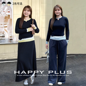 Suéter de Punto Azul Marino para Mujer Talla Grande Runqi con Diseño de Empalmes N9412, Grosor Medio, Material de Poliéster - Product Image 3