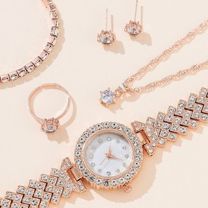 5pcs/<strong>set</strong> Women's <strong>Watch</strong> Bracelet Jewelry <strong>Set</strong> for Gift With Diamond <strong>Gold</strong> Silver <strong>Rose</strong> <strong>Gold</strong> <strong>Watch</strong> Necklace <strong>Sets</strong> - Product Image 4