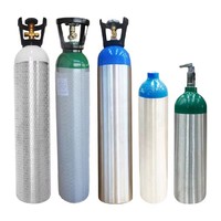 Cilindros de Gas Médicos de Aluminio de 0.7L-50L, Cilindro de Oxígeno de Aluminio Recargable de Alta Presión con Válvula
