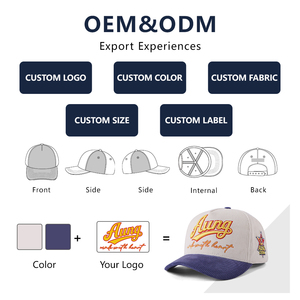 Gorra de Béisbol de Pana de 5 Paneles Unisex de Alta Calidad Aung Crown, Logotipo Bordado en 3D Personalizado, Visera Curva de Dos Tonos, Gorras de Béisbol - Product Image 3