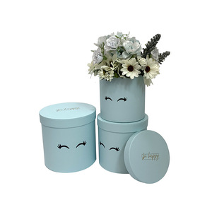 <span class=keywords><strong>Smiley</strong></span> Eyes Pattern Set 3 Fleurs <span class=keywords><strong>Hug</strong></span> Bucket Boîte à seau rond Tube en papier Boîte cadeau Boîte d'emballage cadeau pour la fête des mères - Product Image 5