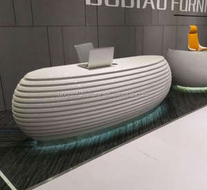 Bancone di Lusso ad Arco con Pietra Diamantata Bianca, Segnaletica Personalizzata in Oro Rosa, Arredamento per Negozi, Spa, Hotel, Confetterie, Reception - Product Image 5