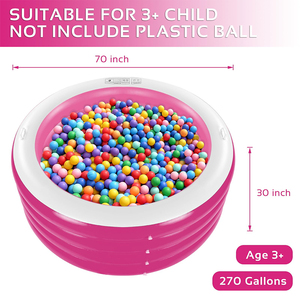 Grande <span class=keywords><strong>piscine</strong></span> gonflable ronde rose 70x30 pouces, <span class=keywords><strong>piscine</strong></span> familiale gonflable profonde pour adultes, jardin extérieur, cour, avec poignées - Product Image 2