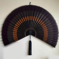 Ventilateur mural en bambou noir industriel, décoration murale à franges contrastées bicolores, écologique, taille personnalisée, OEM, vente en gros