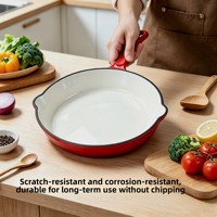 Poêle à frire en fonte émaillée certifiée LFGB FDA, 25 cm, compatible tous feux et fours, capacité 1,5 L, résistante à la chaleur