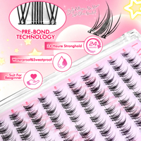 Bulu Mata Cluster Alami Bebas Lem Grosir Bulu Mata Lembut Perekat Sendiri Cluster Press on Private Label Pre Glued Diy Lash Tray