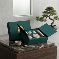 Boîte cadeau de luxe personnalisée pour thé vert, emballage rigide à double porte avec plateau de présentation pour les soins de la peau, le thé et les marques de boutiques